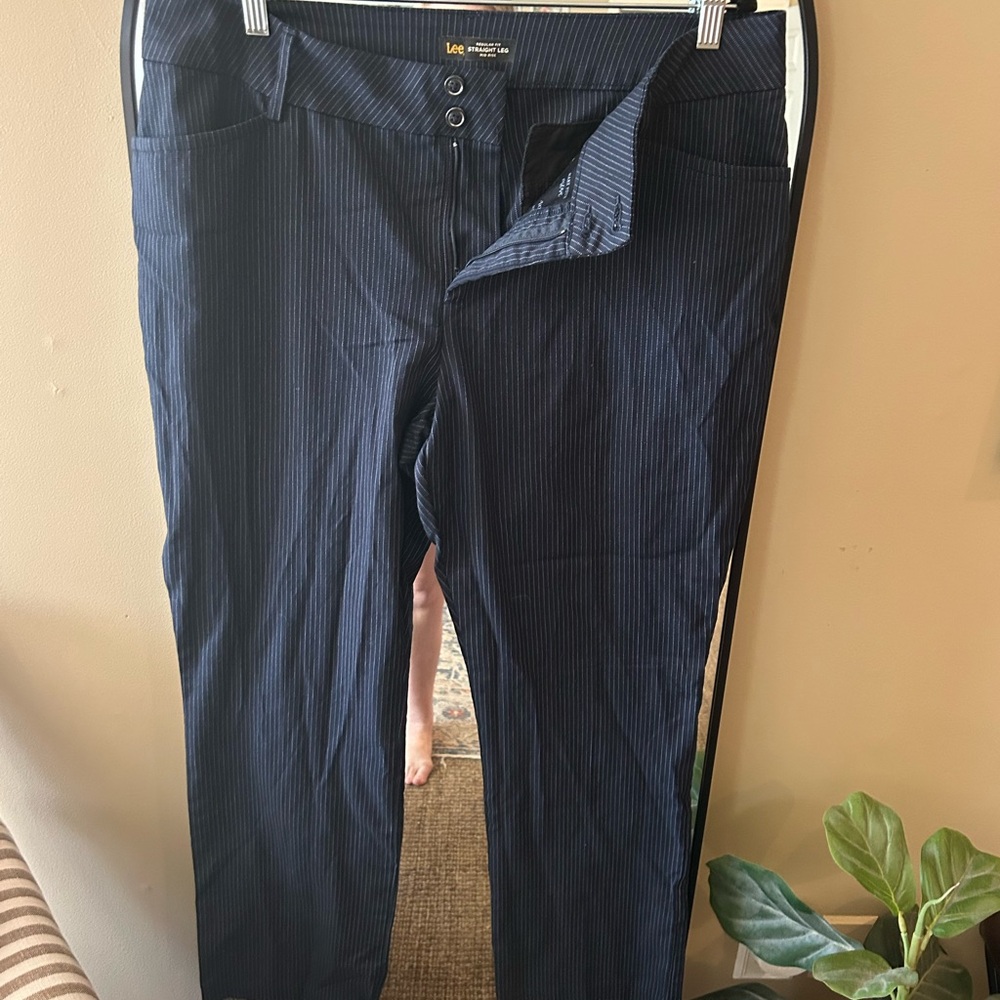Lee Navy Pinstripe Pants